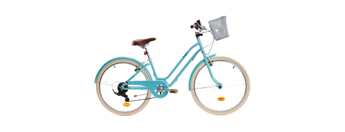 Vélo enfant de ville turquoise avec panier